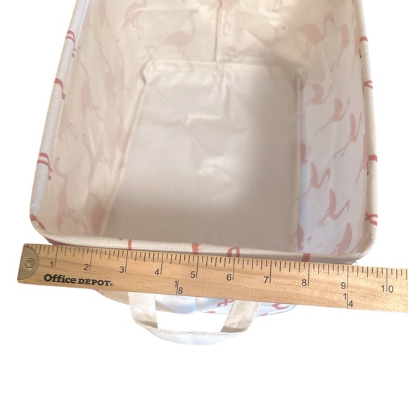 Flamingo Rectangular Storage Basket Pink Cream Tote Collapsible Waterproof - Picture 9 of 11